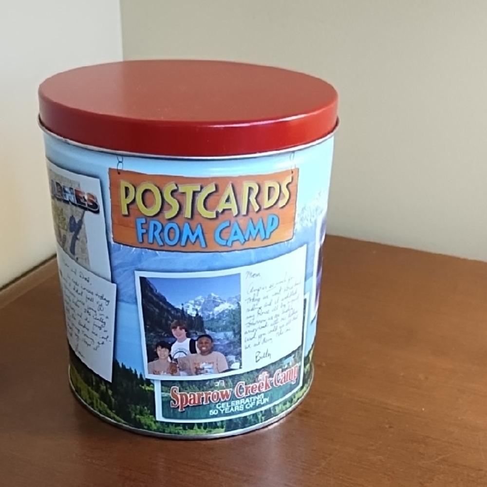 Distressed Metal Tin Camp Outdoor Fun Boating Fishing Summer Memorabilia Rustic